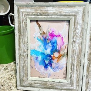 Framed alcohol ink painting